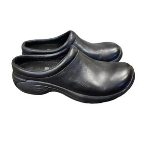 Merrell Black Leather Slip On Clogs Mules Shoes Comfort Air Mens 7.5/ Womens 9
